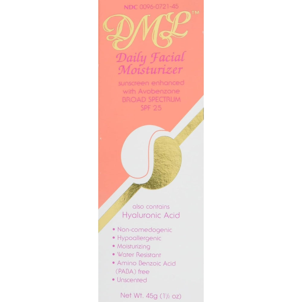 Hydratant visage DML SPF25 avec flacon pratique, hydratation durable pour le quotidien