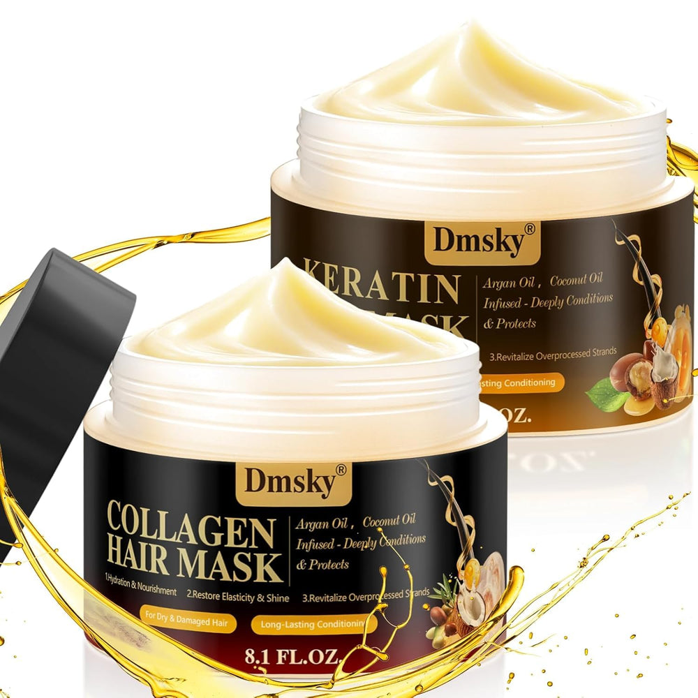 Masque Dmsky Keratine et Collagène — bouteille prête à hydrater intensément les cheveux.