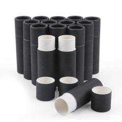 DMuuuDM tubes baume-à-levres carton noir mat, solution écologique pour baume maison en voyage.