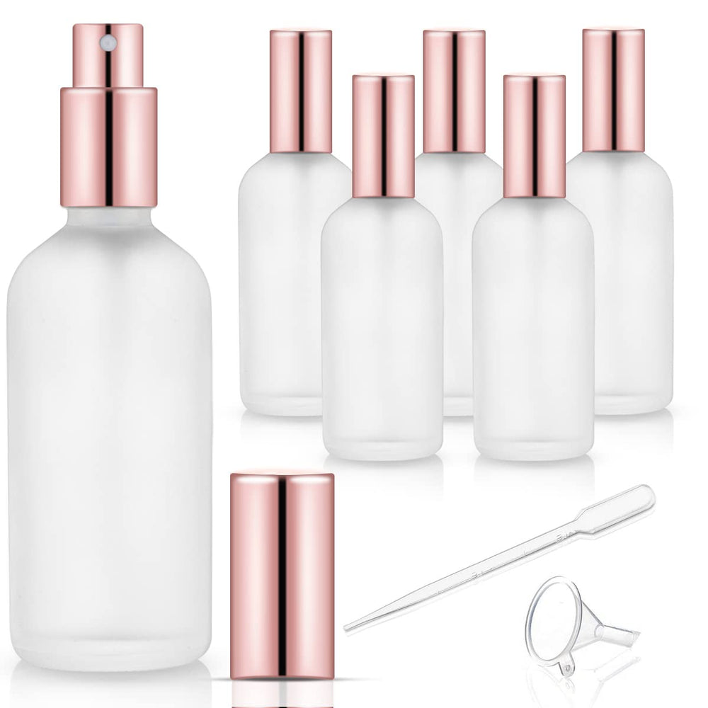 DMuuuDM Bouteilles verre vide rose et doré, idéale pour huiles essentielles et parfums en déplacement.