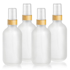 DMuuuDM lot de 4 vaporisateurs en verre 120 ml avec bouchon en bambou pour voyage.