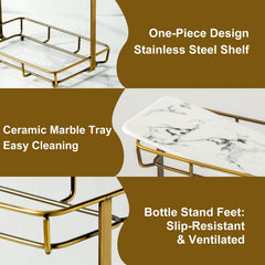 Dobbyby plateaux céramique marbre blanc, finition luxueuse et nettoyage facile.