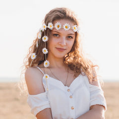 DOCILA bandeau cheveux boho cordon tressé avec perles.