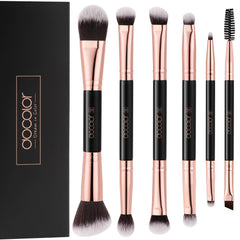 Pinceaux Docolor double-face – ensemble 6 pièces pour yeux et sourcils.