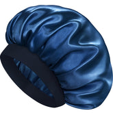 Bonnet Doitory satin doublure bleu nuit protège les cheveux pendant le sommeil