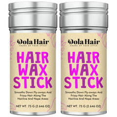 Dolahair bâton cire coiffante sur cheveux lisses avec brillance naturelle.
