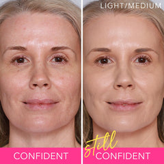 Application au pinceau sur Doll 10 Peptide Bounce Balm Foundation couvrance modulable