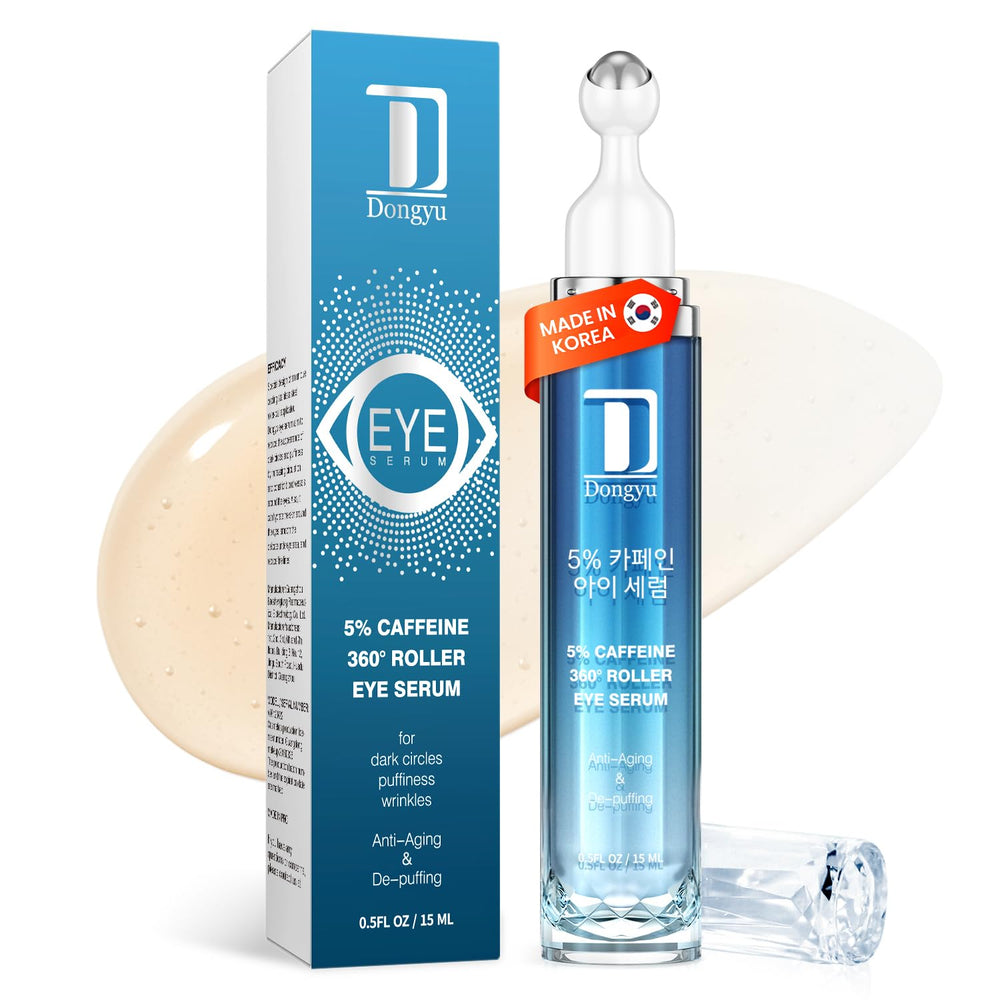 Dongyu Eye Cream targets dark circles with caffeine roller for refreshed, awake eyes.