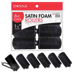 DONNA rouleaux satinés diamètre 1,25 po noir, boucles sans chaleur.