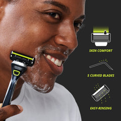 Lames courbes Dorco Pace 5 Pro pour une coupe douce.