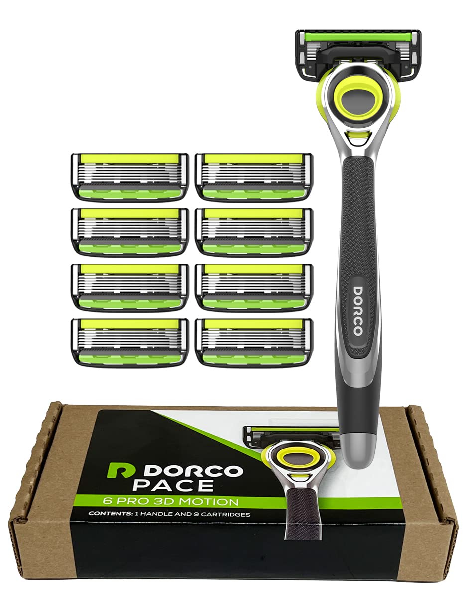 Dorco Pace 6 Pro 3D Motion poignee ergonomique pour une prise sûre et confortable.
