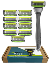 Dorco Pace 6 Pro avec poignée ergonomique pour un rasage doux et précis.