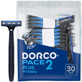 Dorco Pace 2 Plus: emballage de 30 rasoirs pratique pour l'usage quotidien.