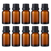 Doromy – Bouteille ambrée 10 ml avec bouchon noir, protège les huiles du UV