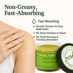 Dotkara NMD cream application demonstrating easy massage for targeted comfort.