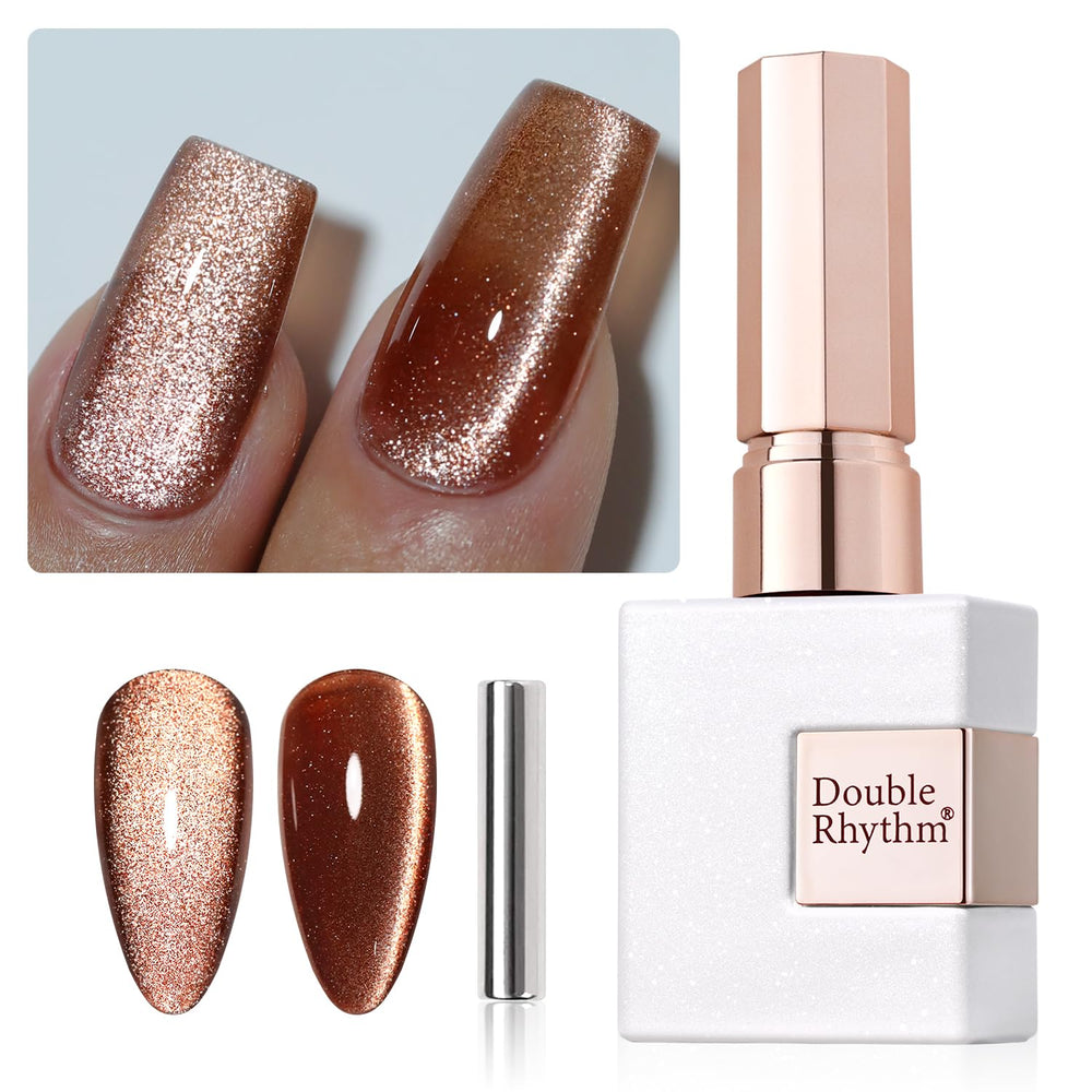 Double Rhythm Vernis Gel Jelly Glass avec aimant, crée un effet œil-chat et une brillance holographique.