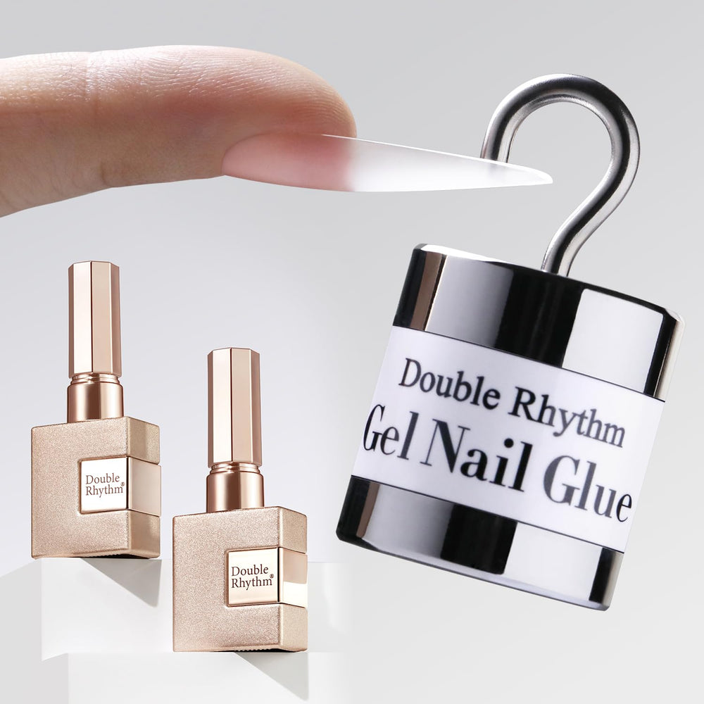 Double Rhythm colle gel ongles transparente prête pour pose rapide.
