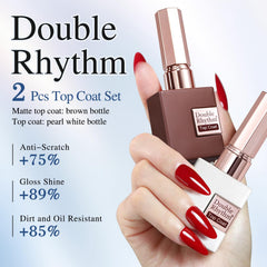 Top coat mat Double Rhythm 15 ml, fini velouté durable.