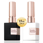 Vernis gel Double Rhythm blanc pur dans une bouteille carrée, pour une manucure lumineuse et durable.