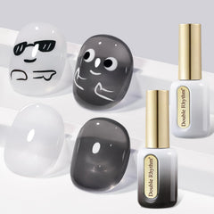 Double Rhythm vernis gel: deux bouteilles identiques en 15 ml pour retouches faciles.