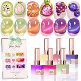 Vernis gel Double Rhythm Fruit Cat Eye Rose Verre, effet miroir holographique sur les ongles.