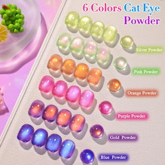 Vernis gel Double Rhythm Fruit Cat Eye Vert Glitter, brillance durable et chic.