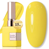 Double Rhythm jaune vernis gel 15ml bouteille, couleur vive et application fluide