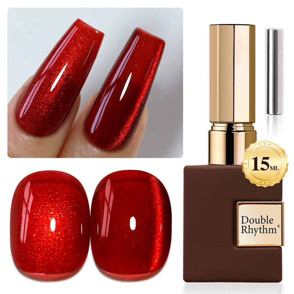 Double Rhythm vernis gel œil de chat en bouteille 15 ml, effet chatoyant