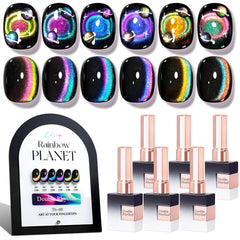 Vernis gel Double Rhythm œil de chat : ensemble de 6 couleurs identiques idéal pour ongles courts.
