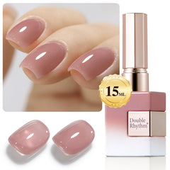 Vernis gel Double Rhythm rose lilas, bouteille 15 ml prête pour une manucure rapide.