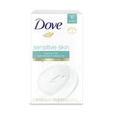 Savon-barre Dove pour peau sensible sans parfum, douceur immédiate.