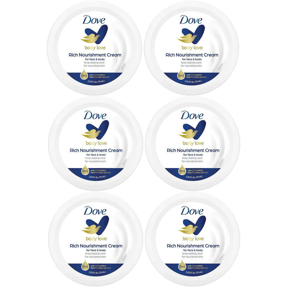Dove Body Love crème visage, hydratation rapide et douceur durable.