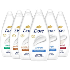Dove Hydratant: bouteille généreuse prête à hydrater la peau après la douche.
