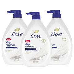 Bouteille Dove avec pompe pour un soin profond et une hydratation durable.