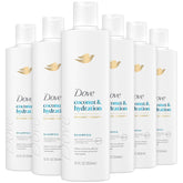 Dove Damage Therapy — bouteille avant utilisation, cheveux plus doux et hydratés.