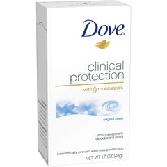 Dove Déodorant Protection Clinique Original Clean, bouteille pratique pour une fraîcheur durable.