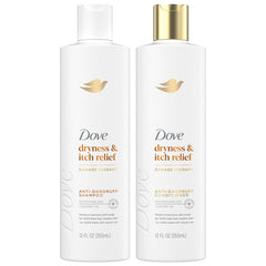 Shampoing Dove DermaCare en bouteille apaisant le cuir chevelu et nettoyant les cheveux.