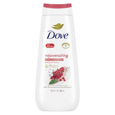 Gel Dove Regénérante avec grenade hibiscus, bouteille élégante et parfum doux pour la peau.