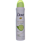 Dove Dry Spray Cool Essentials bottle closeup showing instant dry feel