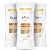 Dove Even Tone front packaging showing three sticks and apple blossom scent benefit