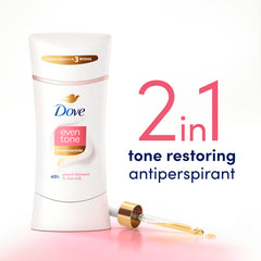 Emballage Dove Even Tone, format pratique et nom du produit.