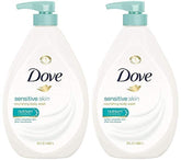 Gel douche Dove Peau sensible avec pompe, hydratation douce.
