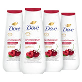 Bouteille Dove Gel Douche Revitalisant Cerise et Lait de Chia prête à hydrater.