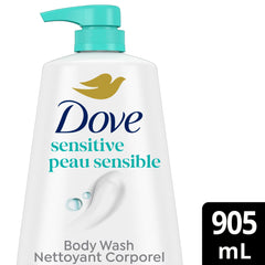 Flacon Dove sans parfum pour peau sensible, douceur naturelle.