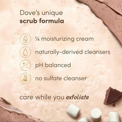 Gommage Dove Chocolat Chaud - application fluide sur le corps.