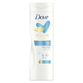 Lotion Dove hydro-nourrissante dans sa bouteille, hydratation durable pour peau douce.