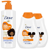 Shampoing nourrissant Dove Kids – emballage, cheveux bouclés.