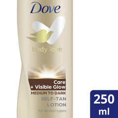 Dove Visible Glow Dark applique mains pour une peau lumineuse.