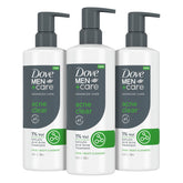 Dove Men+Care Acne Clear, bouteille de gel nettoyant visage et corps, 1% acide salicylique.
