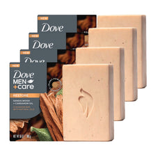Barre Dove Men+Care Santal Cardamome en emballage, prêt pour votre rituel douche.